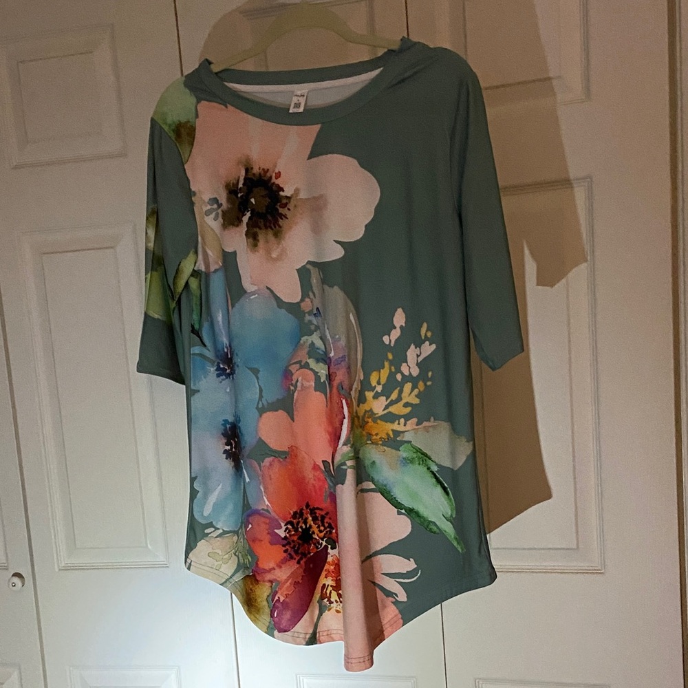 A long tunic style top. Designer is Pixie Lady and size M.